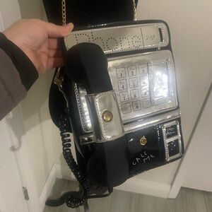 Retro Phone Handbag - Black and Silver
